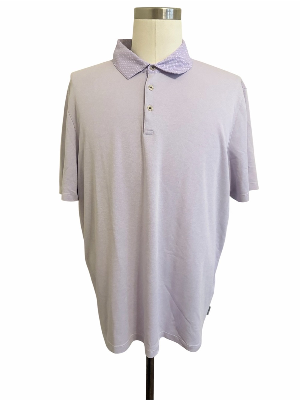 Ted Baker XXL Men's Lavender Printed Collar Short-Sleeve Polo Shirt